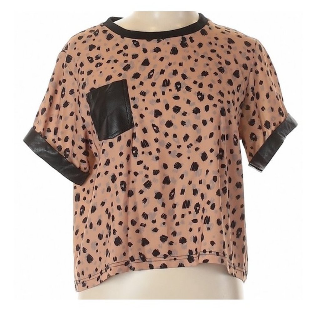 Whitney Eve Faux-Leather Pocket Top
